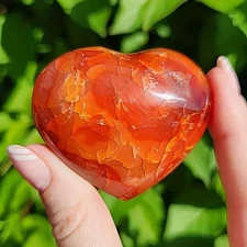 Carnelian Heart Stone Red Agate Polished Heart Stone Mineral Specimen Home Decor