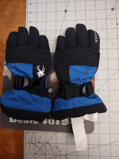 Spyder Blue Black Ski Gloves Kids Medium Cold Weather Insulated Outdoor Overweb