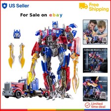 Transforming Robot Action Figure with Interchangeable Heads Weapons for Kids
