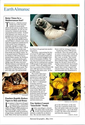National Geographic Earth Almanac Better times Seal Vintage Print Ad 1994