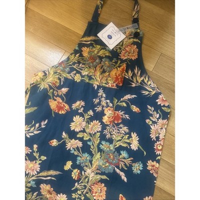 April Cornell Blue Floral Cotton Apron New