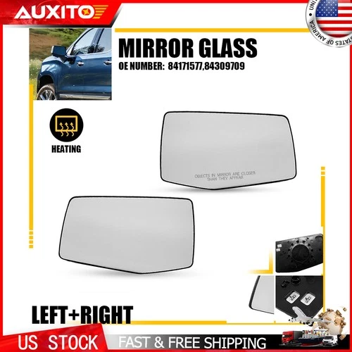 Pair Of Heated Convex Mirror Glass For 2019-2024 Chevy Silverado 1500 LH RH Side