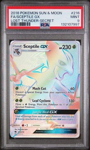 Pokémon TCG Sceptile GX Sun & Moon - Lost Thunder 216/214 Holo Secret PSA 9