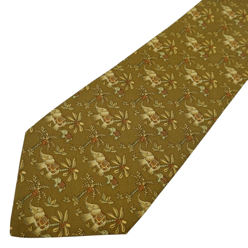 Corbata Jim Thompson seda marrón elefante geométrica Tailandia (impuesto de importación de EE. UU. incluido) Foto 2 de 4