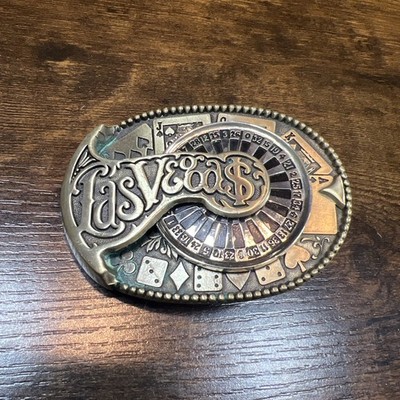 Las Vegas CASIO SPINNING ROULETTE HOLDEM BRASS BELT BUCKLE Award Design Metals