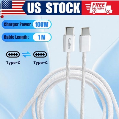 New USB-C to USB C Type-C Fast Charging Data SYNC Charger Cable Cord 3ft White