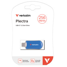 Verbatim Plectra USB-C 3.2 Gen 1 Flash Drive Blue 256GB, UK Seller