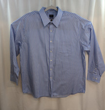 Arrow Mens Dress Shirt Long Sleeve 2XL 18 18-1/2 Blue White Black Stripe
