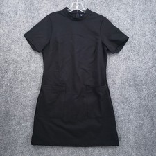 NEW Gap Dress Womens 4 Black Mini Shift Mock Neck Short Sleeve Solid
