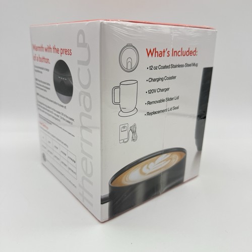 THERMACUP Premium Heated Coffee Mug 12oz w/ Lid 14oz Total Capacity Midnight Blk - Picture 2 of 2