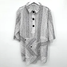 Terra SJ Apparel Tunic Top Shirt Small Artsy Cotton Sheer Lagenlook Neutral Boho