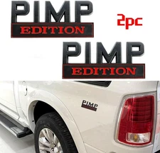 2pcs Pimp Edition Metal 3D Logo Emblem Badge Decals For Car Trunk SUV,Black&Red