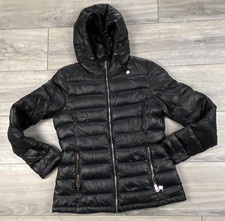 Andrew Marc Black Hooded Packable Lightweight Down Puffer Jacket Zip Women’s S