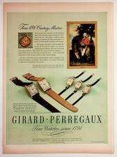 Orologio Girard-Perregaux vintage anni 40 stampa pubblicità arte Sir Joshua Reynolds