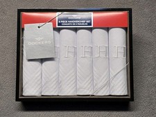Dockers 6 Piece Handkerchief Set White Capital H Monogram