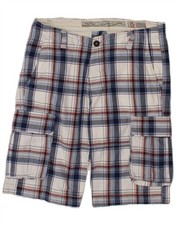 Pantaloncini cargo uomo GRAND & HILLS IT 52 XL W38 blu navy quadri cotone CN78