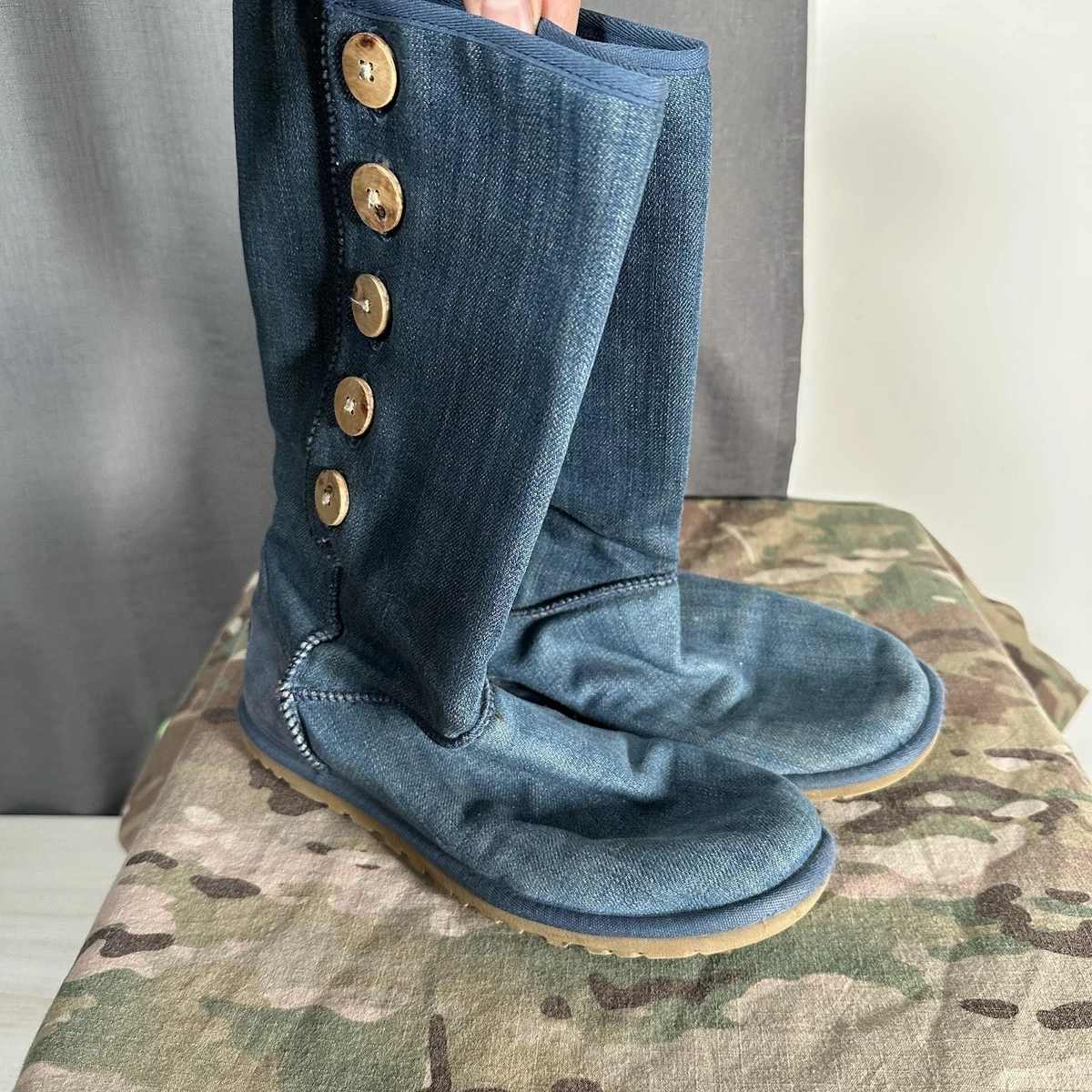 UGG Denim Blue and Chocolate Brown Boots GALLERY DEPT. UGG DENIM BOOT | BLUE main image 4