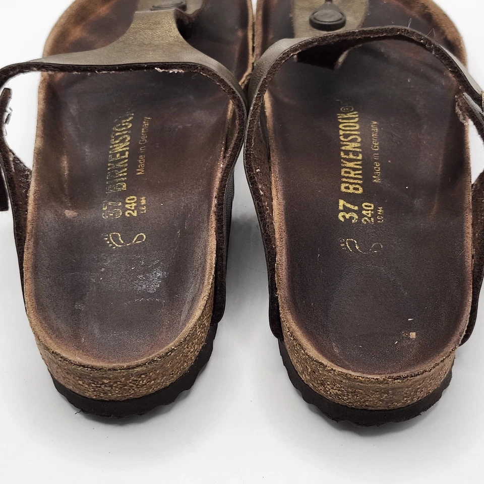 Sandalias Birkenstock Gizeh para mujer 6,5/UE 37 metálicas doradas buenas suelas Foto 4 de 4