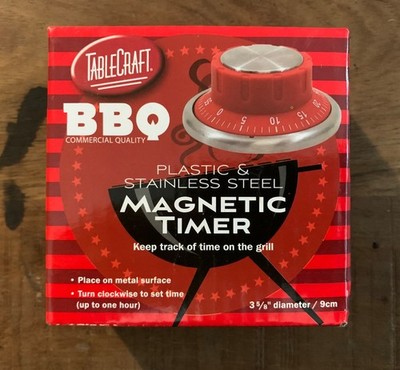 TableCraft BBQ Magnetic Timer, Stainless Steel and Plastic