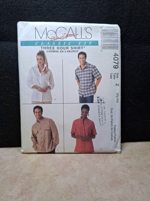 McCall's Palmer Pletsch Sewing Pattern 4079 Unisex Button Up Shirt Uncut