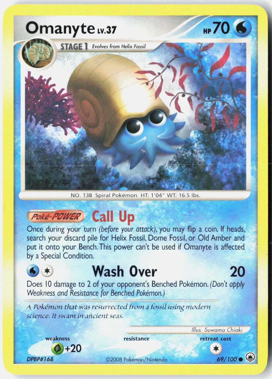 Omanyte Majestic Dawn 69/100 Pokemon Card Normal