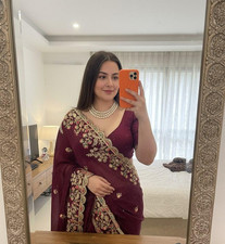 Saree Party Indian Wear Sari Designer Bollywood Blouse Wedding Ethnic Pakistani