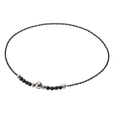 Phiten Necklace Chain, Black, 50cm, Pure Chic Tongue, Natural Stone