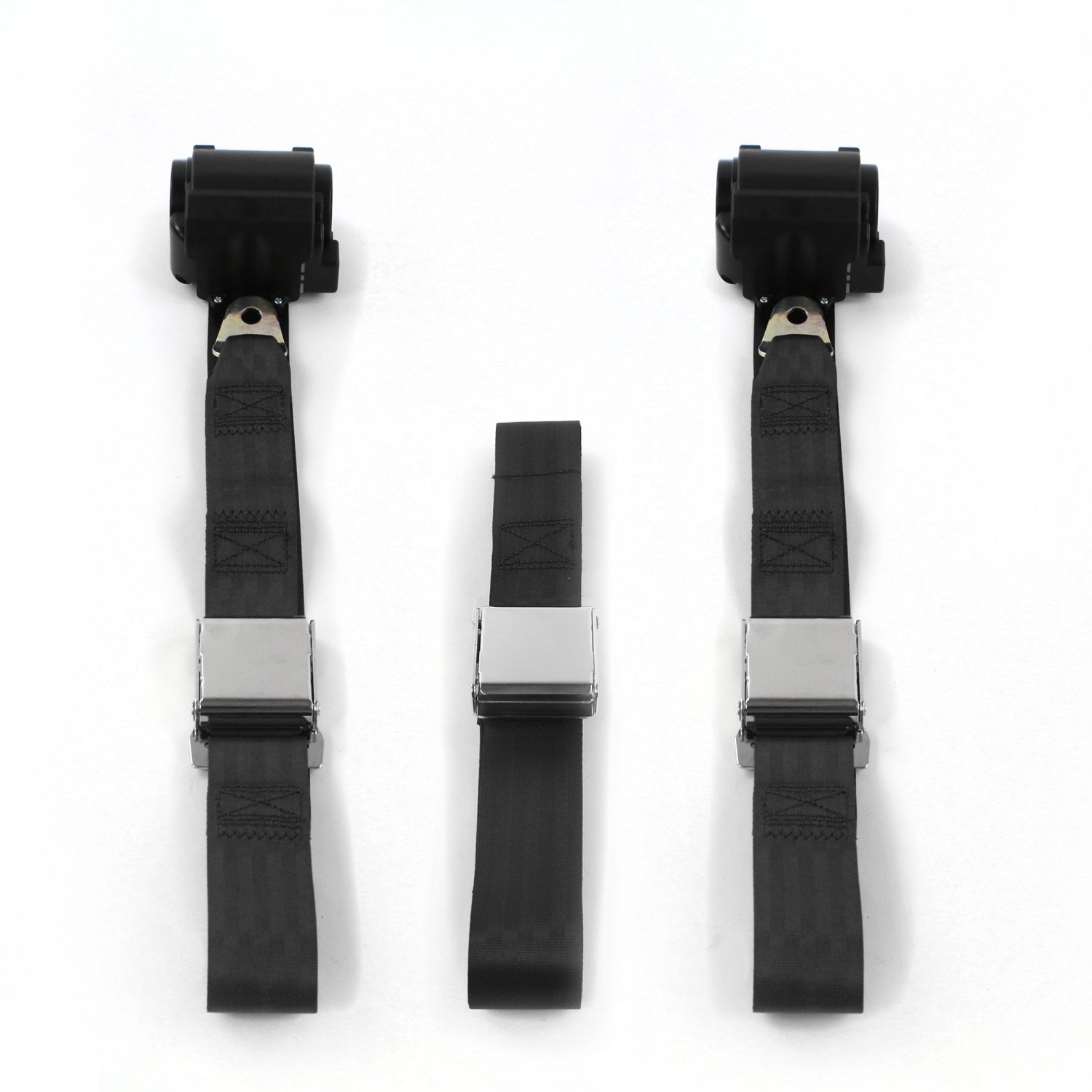 Ford GT40 1964 - 1969 Airplane 2pt Black Retractable Bench Seat Belt Kit - 3 Bel