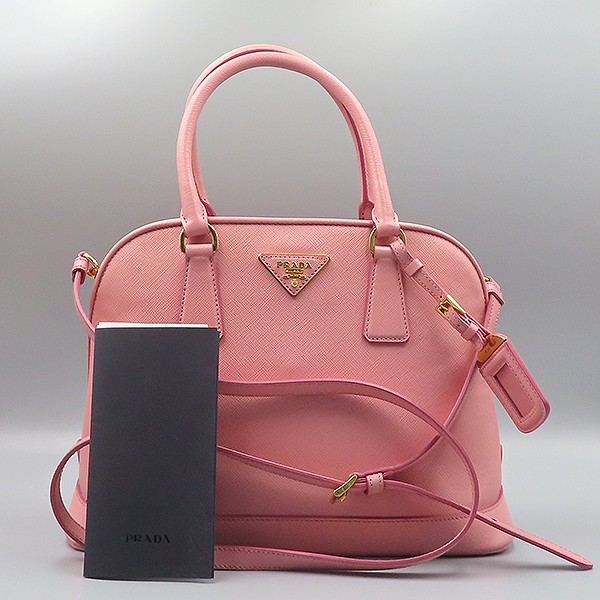 Prada BN2567 Saffiano Leather Pink Tote Bag with Detachable Shoulder Strap