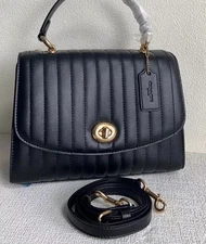 COACH Tilly Top Handle Quilting Crossbody Black 2562 Outlet New