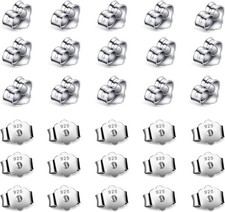 30Pcs 925 Sterling Silver Earring Backs   Hypoallergenic Secure Locking