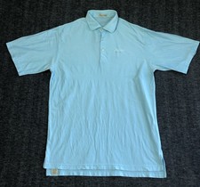 Peter Millar Polo Shirt Men Large Blue White Stripe Sea Island Golf Course Logo