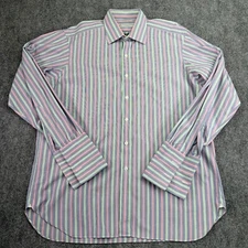 Turnbull & Asser Dress Shirt Mens 17-43 Multi Striped French Cuff England Made