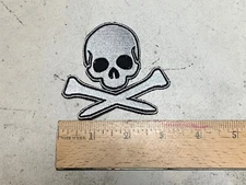 CUSTOM MADE Embroidered Skull With Bones Golf Tee Patch IRON ON OR SEW ON