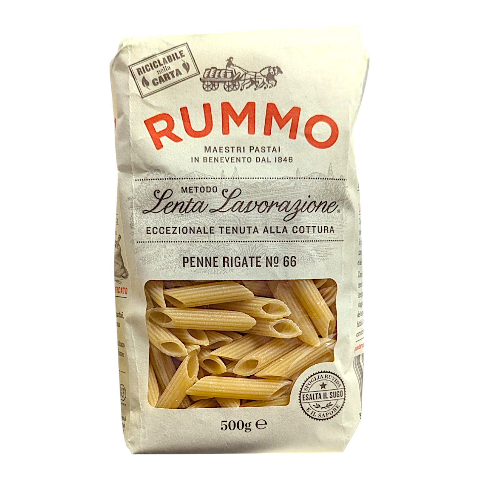 Rummo Pasta Penne Rigate Durum Wheat No.66 - 500g
