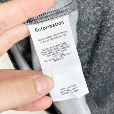 Reformation Silver Long Sleeve Mock Neck Blouse Top Holiday XS