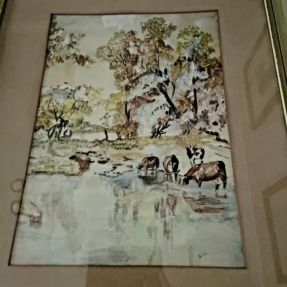 Estate Sisson Watercolor Painting Landscape Vintage Signed w/Initials Can't Read - Image 2 of 4