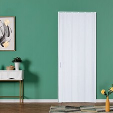 White PVC Folding Door Washable Sliding Panel Divider Living Room