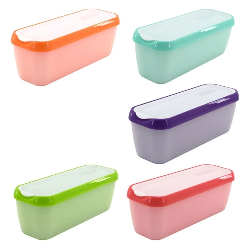 4 Colors Rectangular Ice Cream Box Reusable Ice Cream Tub Storage