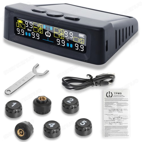 Tire Pressure Monitoring System, Wireless Solar TPMS with 6pcs External Sensors - Picture 2 of 9