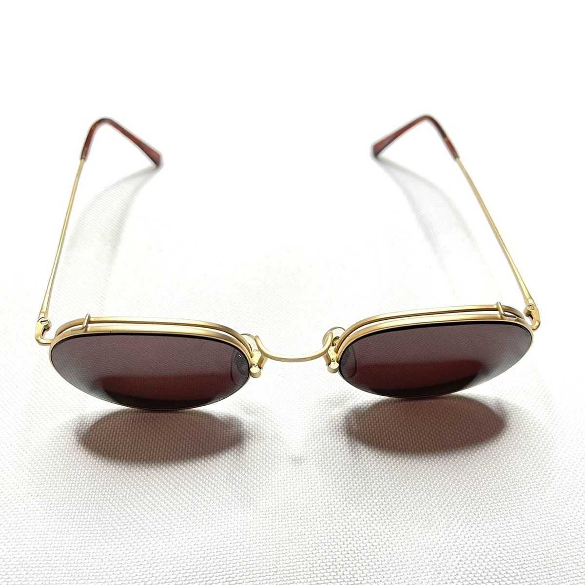 Vintage Tura Brown Gold Metal Oval Sunglasses Engrave  display picture 1
