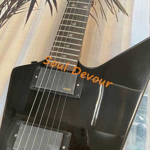 GUITARE électrique USA Black Explorer Custom Snake Inlay micros HH livraison gratuite