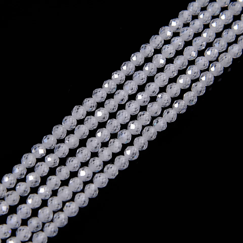 Cuentas redondas facetadas de circonio cúbico transparente 2 mm 3 mm 4 mm 15,5"" hilo Foto 3 de 3