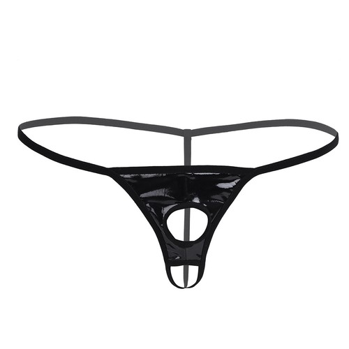 DE Herren String Wetlook Thong Lackleder T-Back Tanga Penisloch Erotisch Dessous - Picture 4 of 36