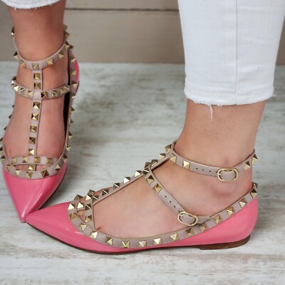 Valentino Garavani Rockstud Pink Ballet Flats Sandals Shoe