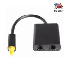 1 In 2 Out Dual Port Digital Toslink Optical Fiber Audio Splitter Adapter Cable