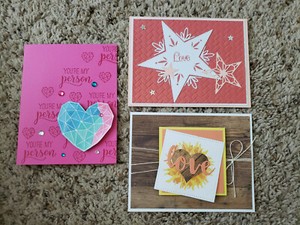 3 Stampin' Up! Cards, Valentines, Love, Modern Heart, Stitched Stars