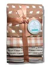 RECEIVING X4 - PETITE GIRLS 243 - BEAR BROWN -BLANKETS COTTON 4 PACK BABY UNISEX