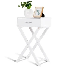 Modern Nightstand End Side Bedside Table Living Room Bedroom w/X-Shape Drawer