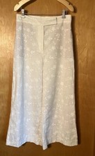 NWT Zara White Embroidered Print High Waist C...